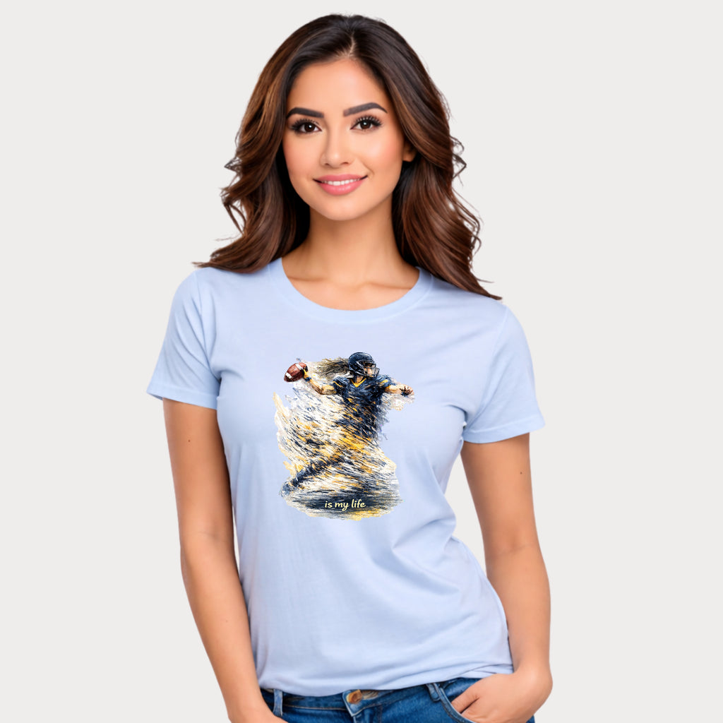Football Female Player 'Is My Life' Graphic T-Shirt