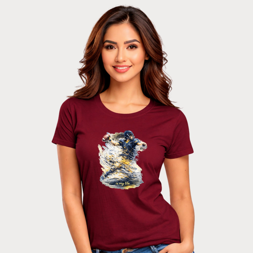 Football Female Player 'Is My Life' Graphic T-Shirt