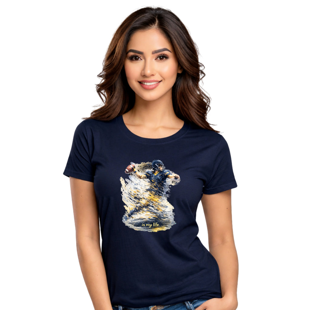 Football Female Player 'Is My Life' Graphic T-Shirt