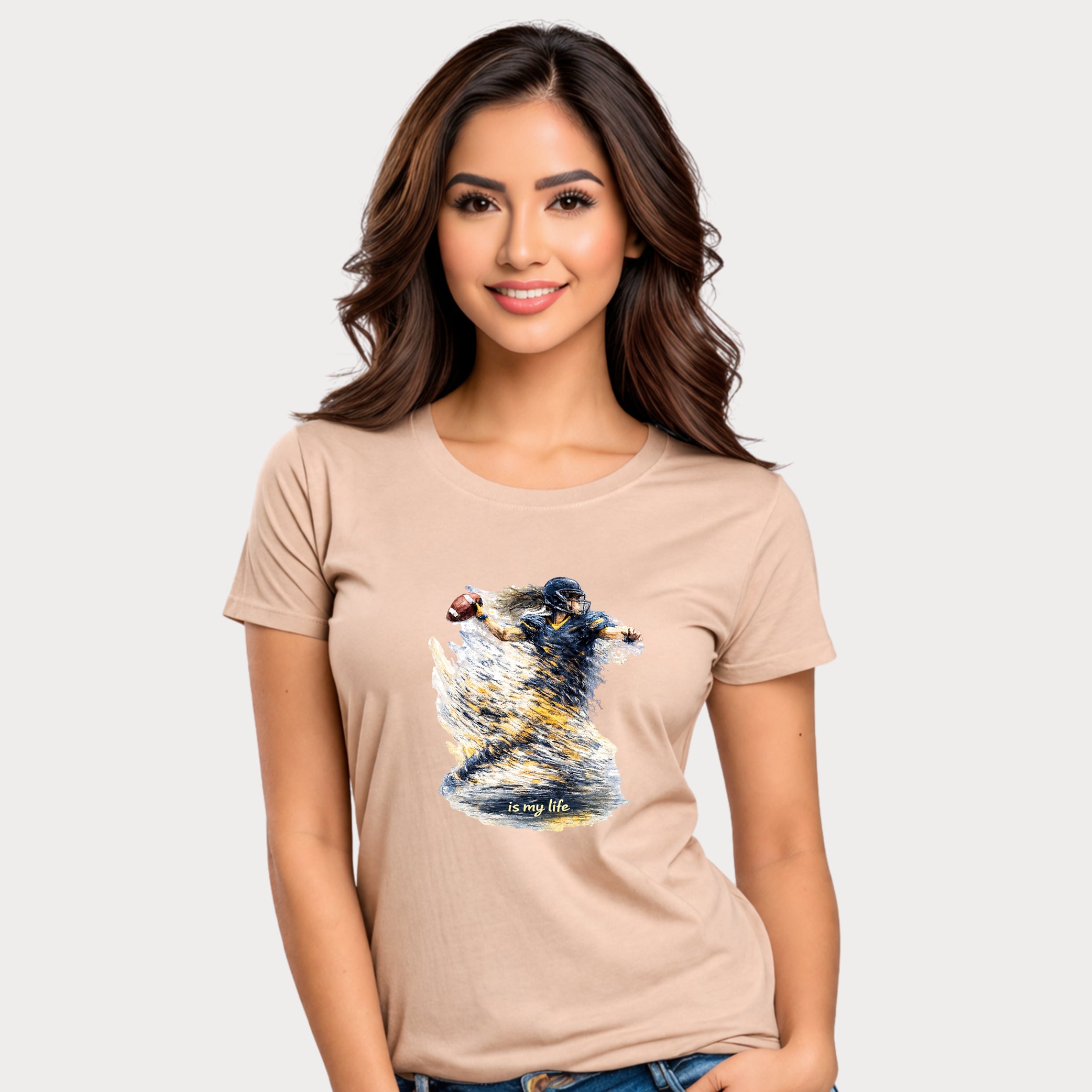 Football Female Player 'Is My Life' Graphic T-Shirt