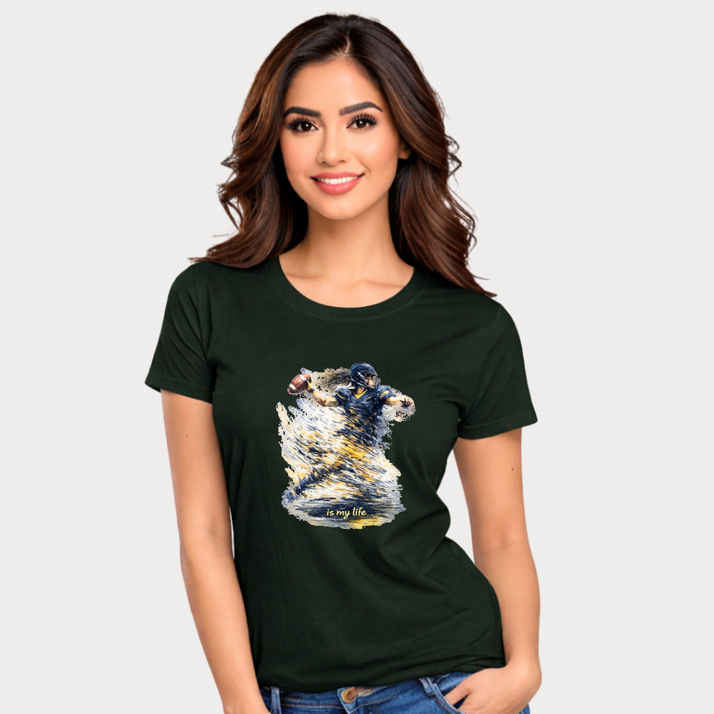Football Female Player 'Is My Life' Graphic T-Shirt
