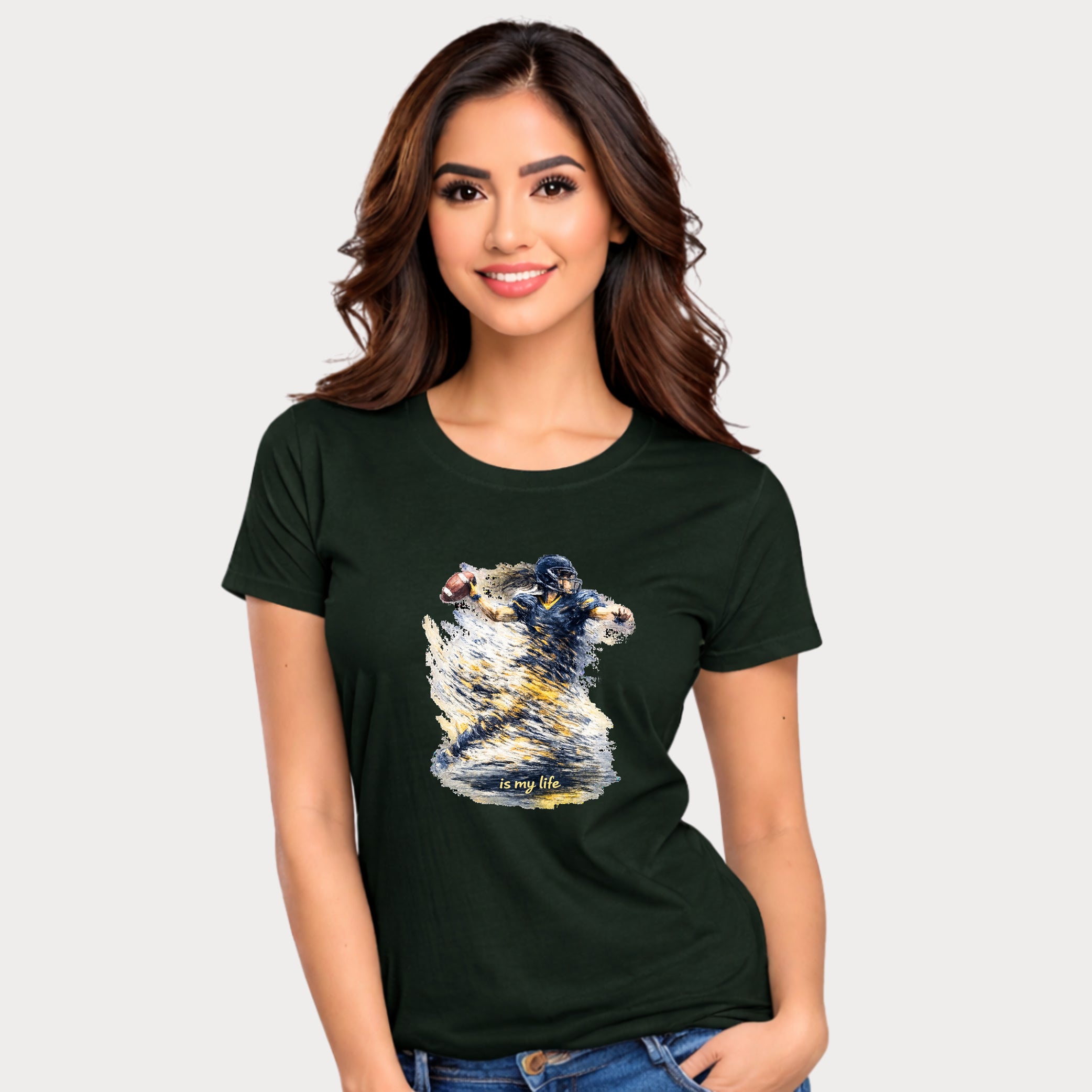 Football Female Player 'Is My Life' Graphic T-Shirt