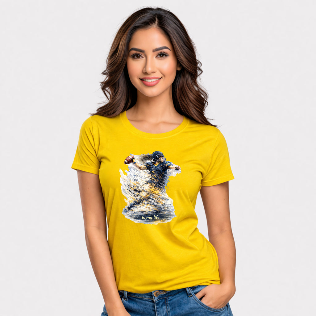 Football Female Player 'Is My Life' Graphic T-Shirt