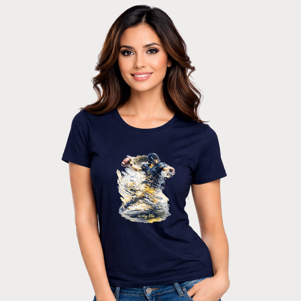 Football Female Player 'Is My Life' Graphic T-Shirt