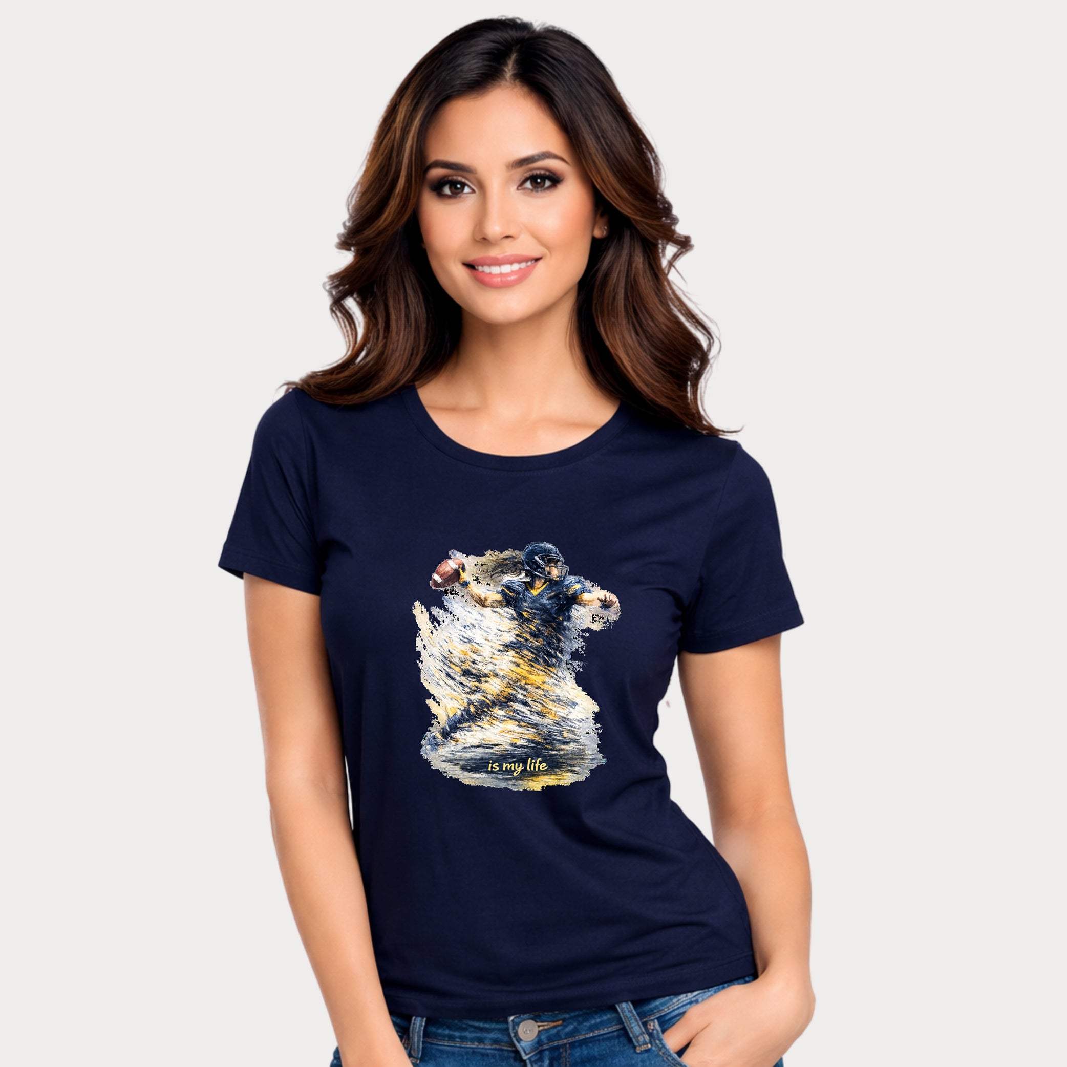 Football Female Player 'Is My Life' Graphic T-Shirt