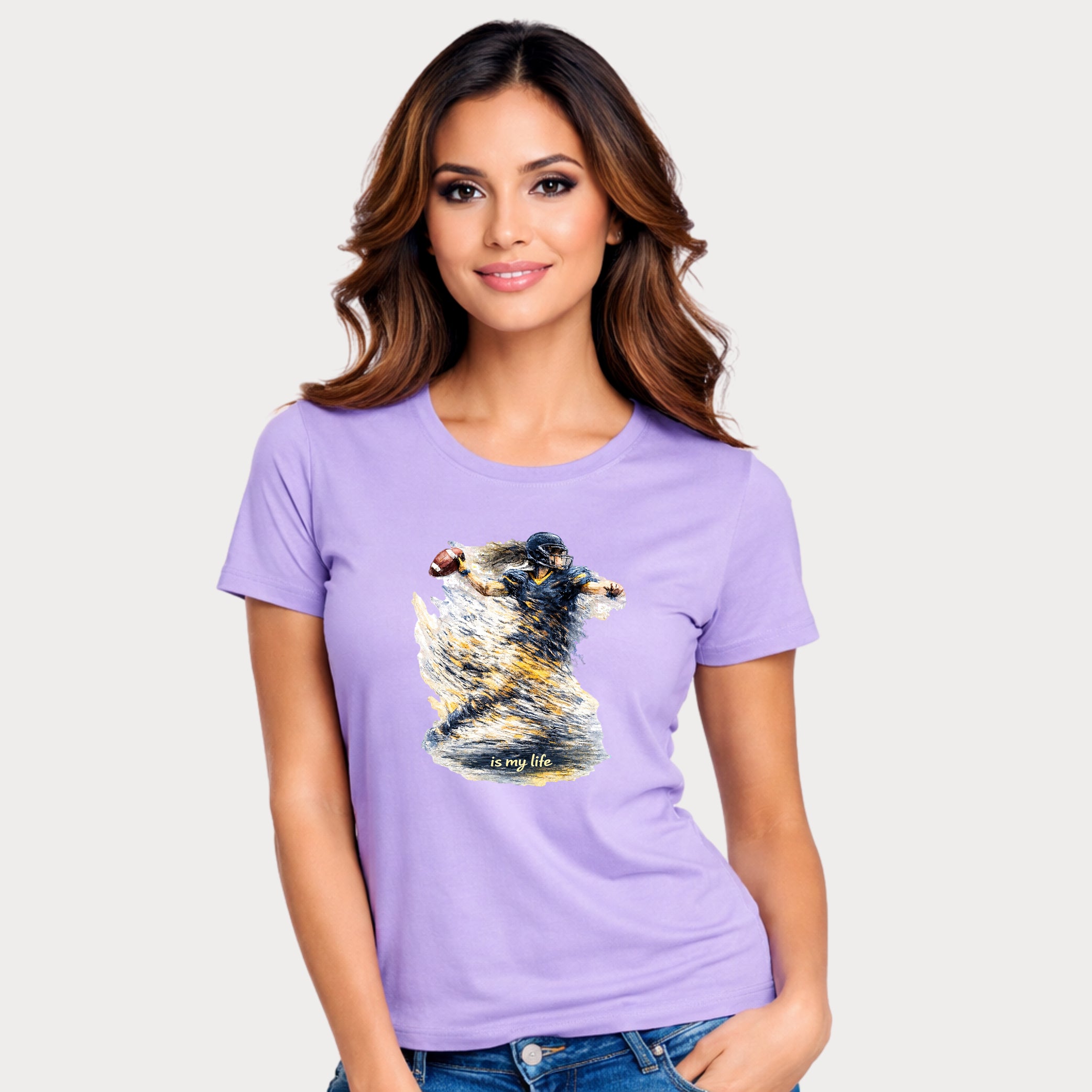 Football Female Player 'Is My Life' Graphic T-Shirt