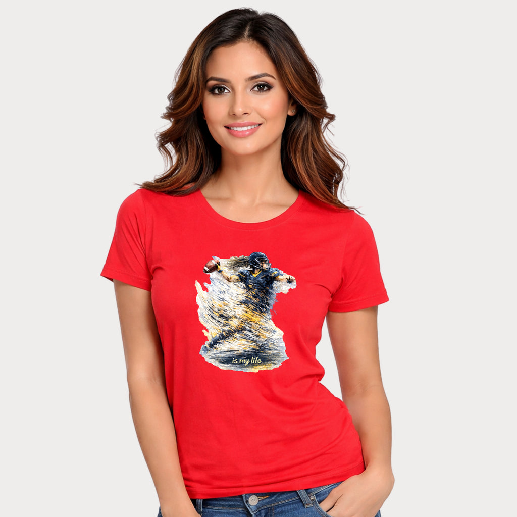 Football Female Player 'Is My Life' Graphic T-Shirt