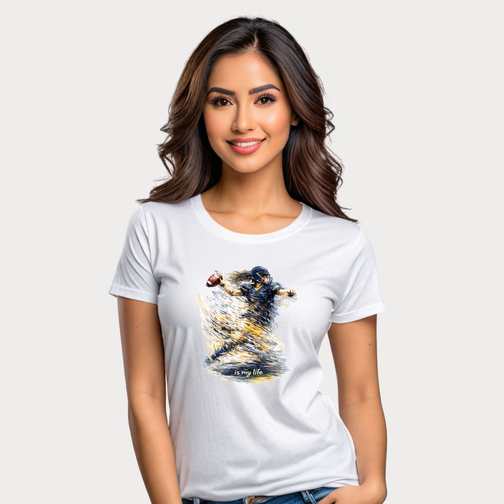 Football Female Player 'Is My Life' Graphic T-Shirt