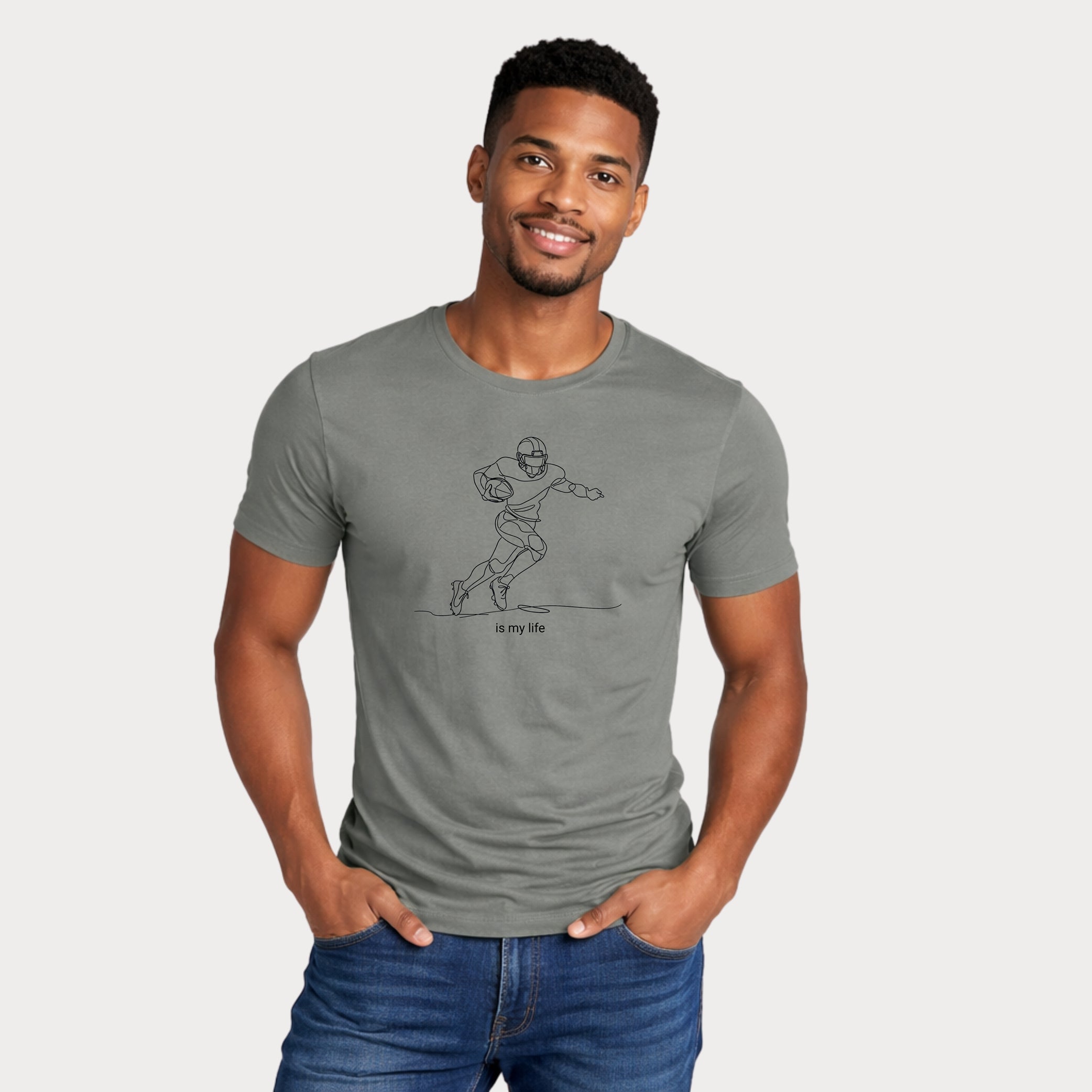 Football Player One-Line Art T-Shirt — "is my life"