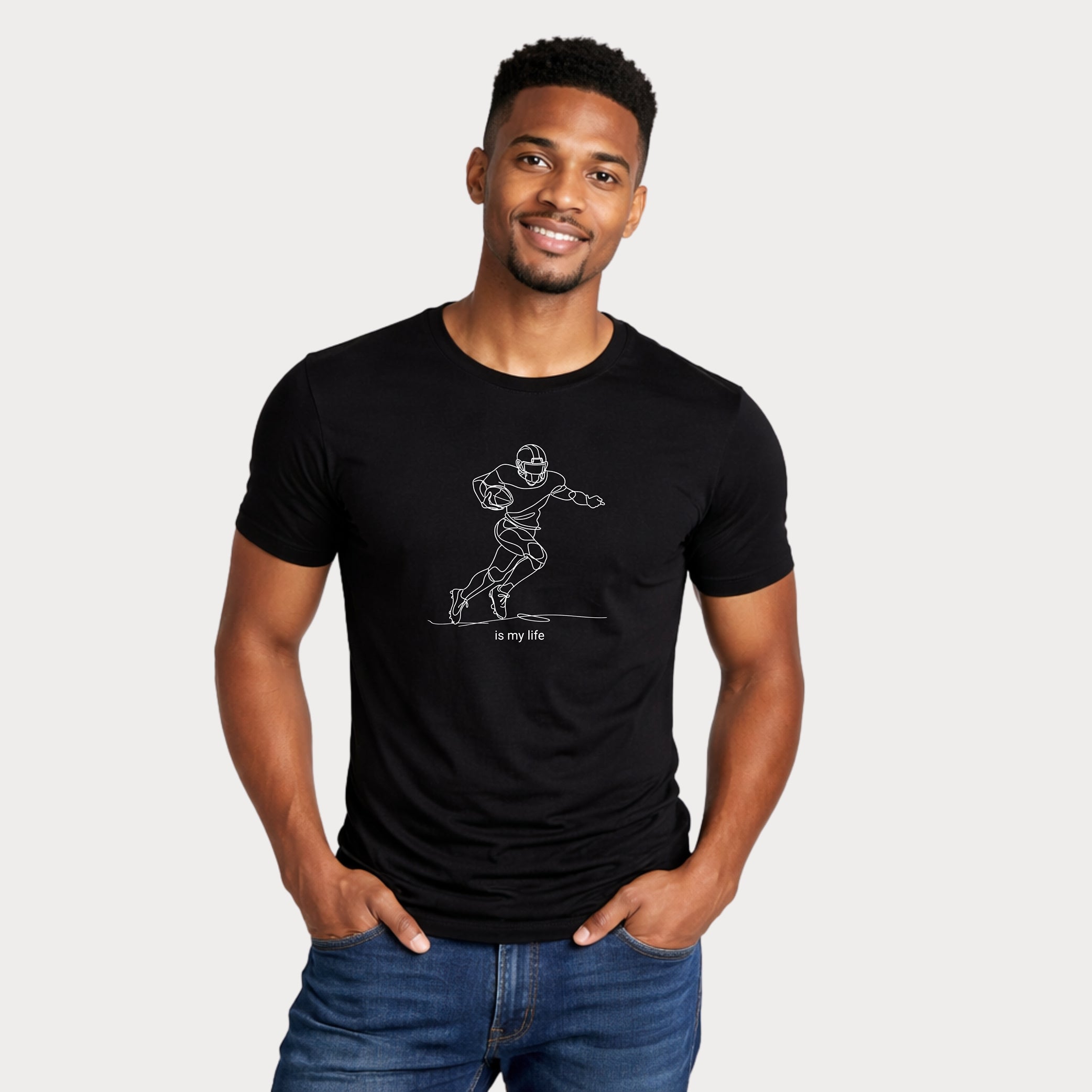 Football Player One-Line Art T-Shirt — "is my life"