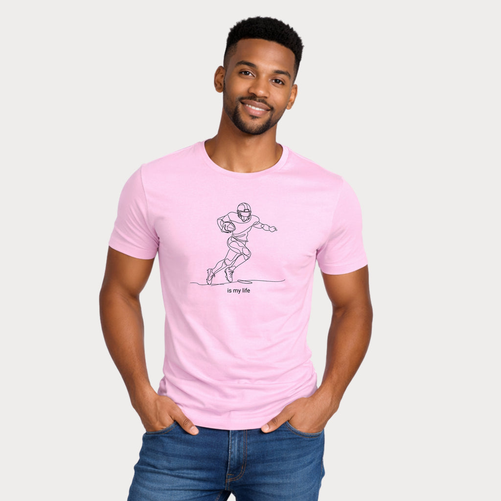 Football Player One-Line Art T-Shirt — "is my life"