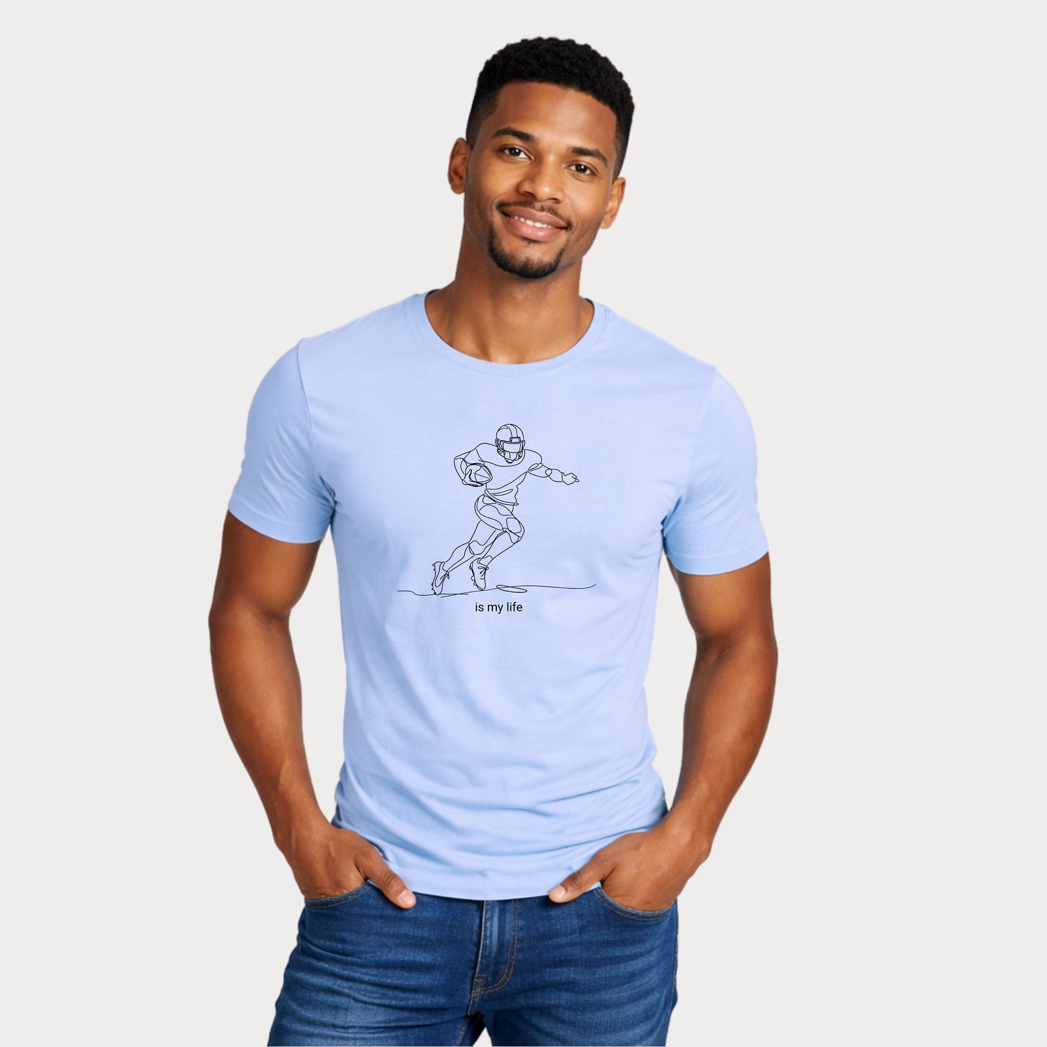 Football Player One-Line Art T-Shirt — "is my life"