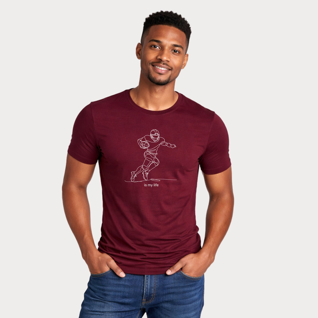 Football Player One-Line Art T-Shirt — "is my life"