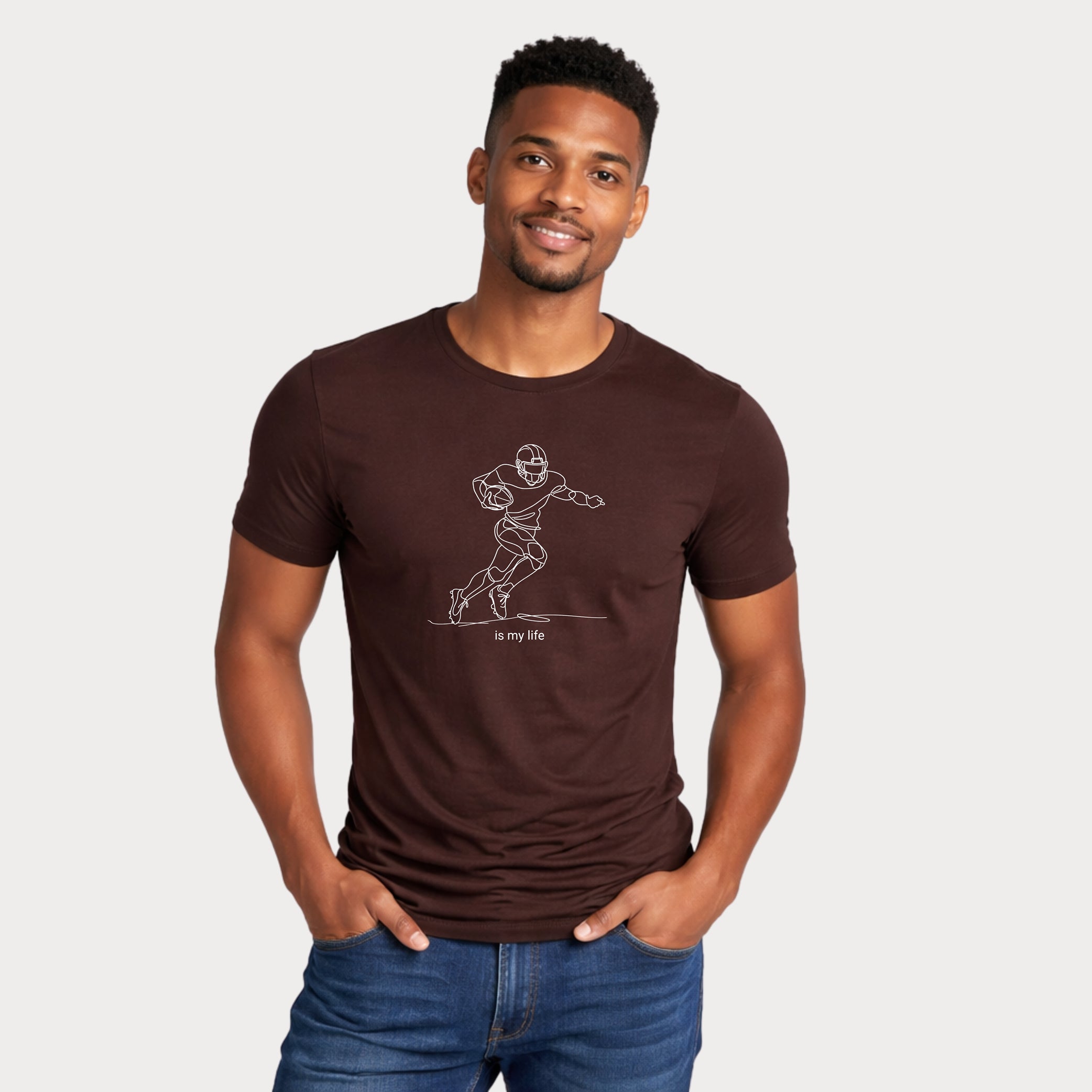 Football Player One-Line Art T-Shirt — "is my life"