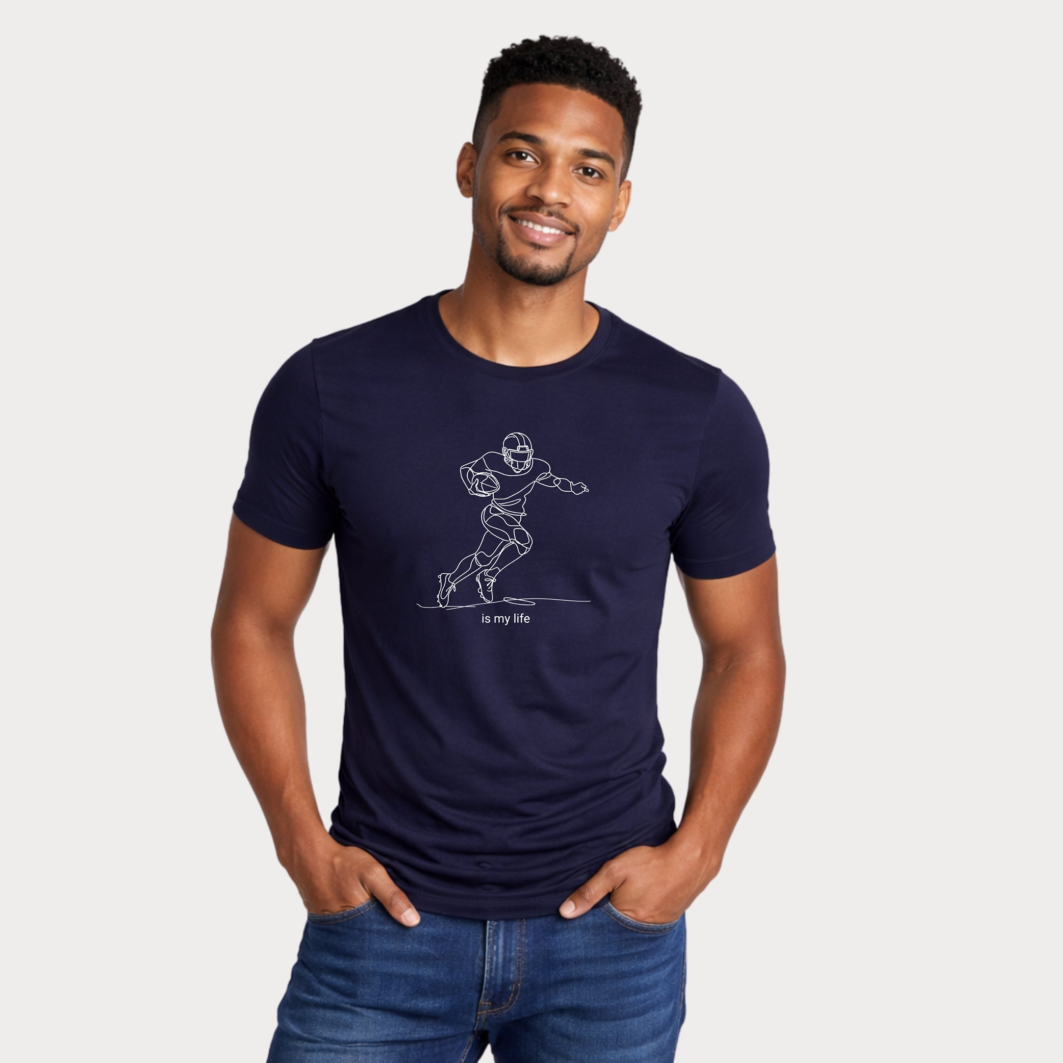 Football Player One-Line Art T-Shirt — "is my life"