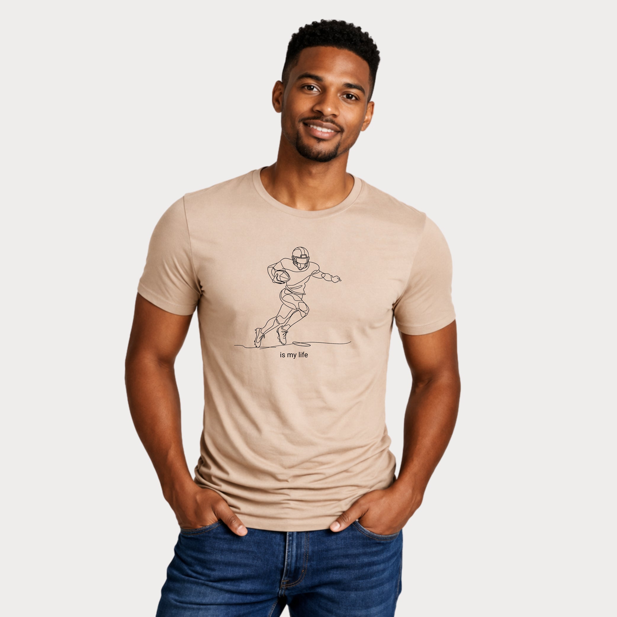 Football Player One-Line Art T-Shirt — "is my life"