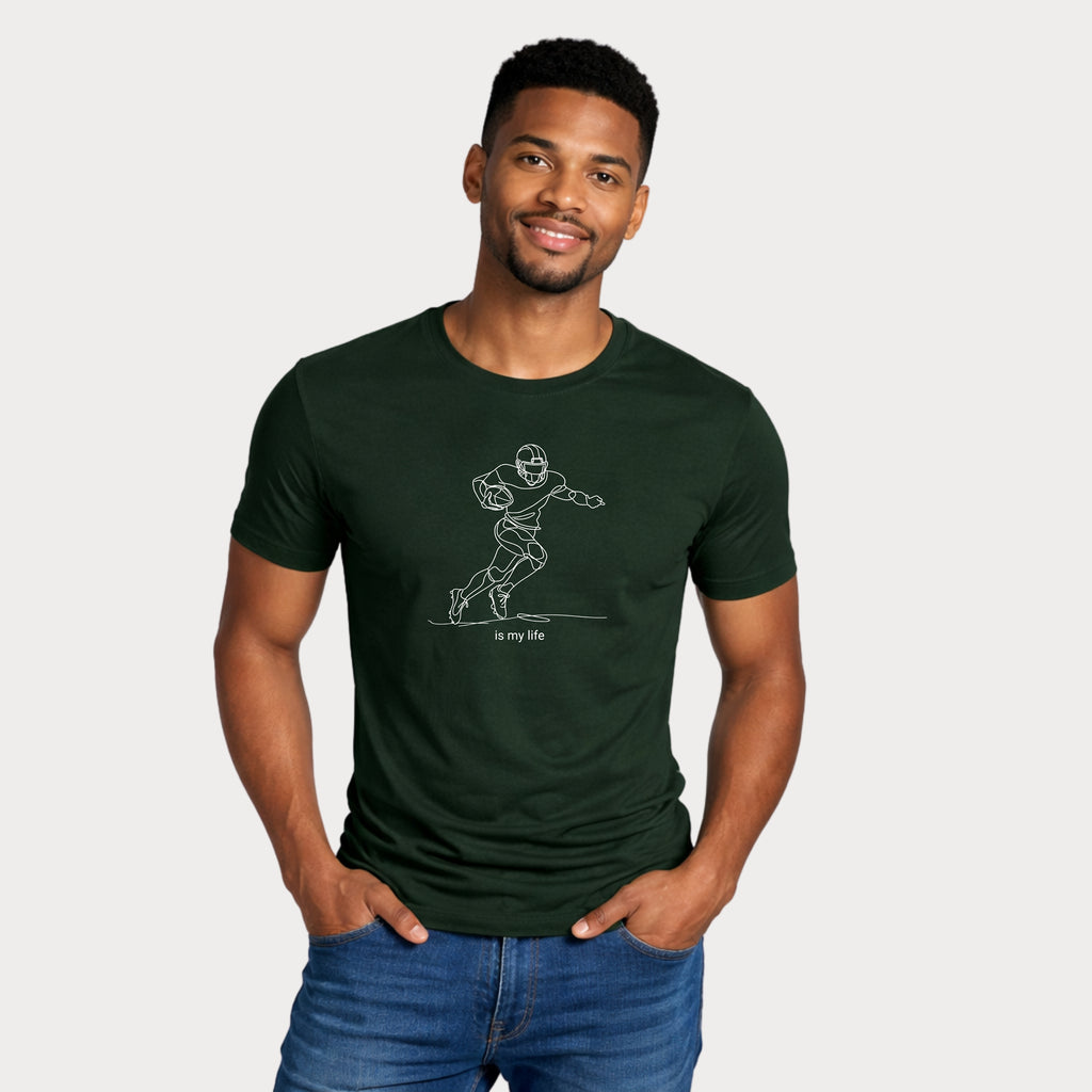 Football Player One-Line Art T-Shirt — "is my life"