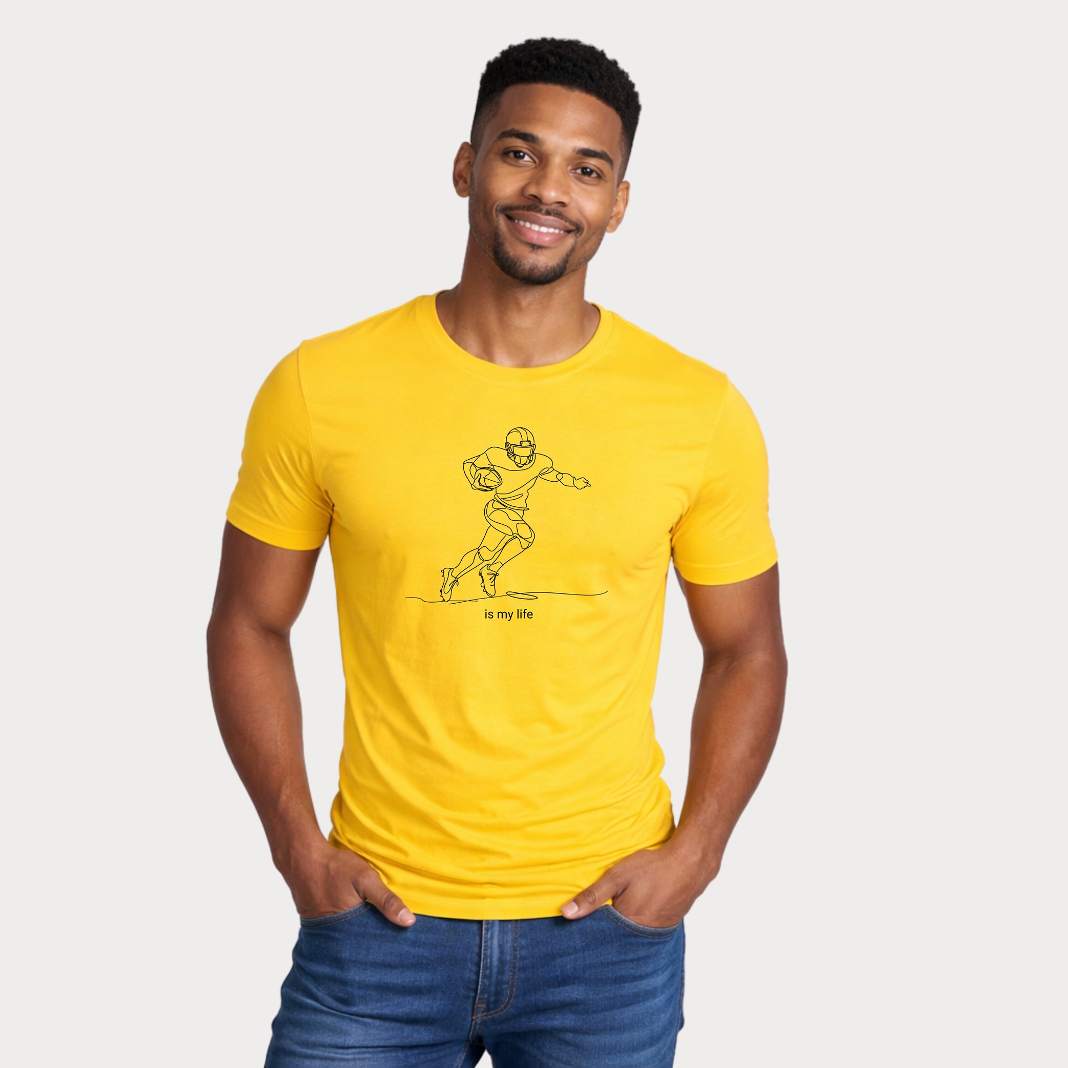 Football Player One-Line Art T-Shirt — "is my life"