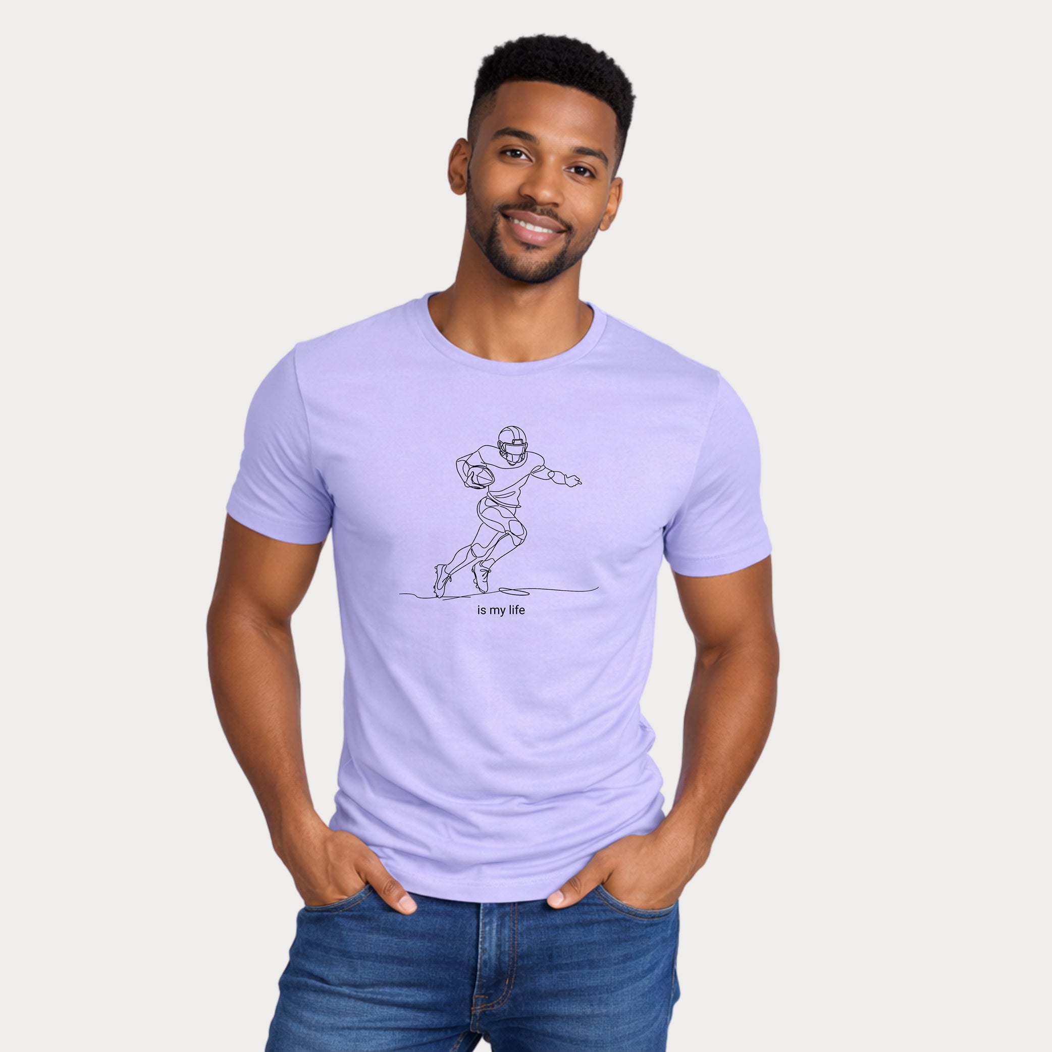 Football Player One-Line Art T-Shirt — "is my life"