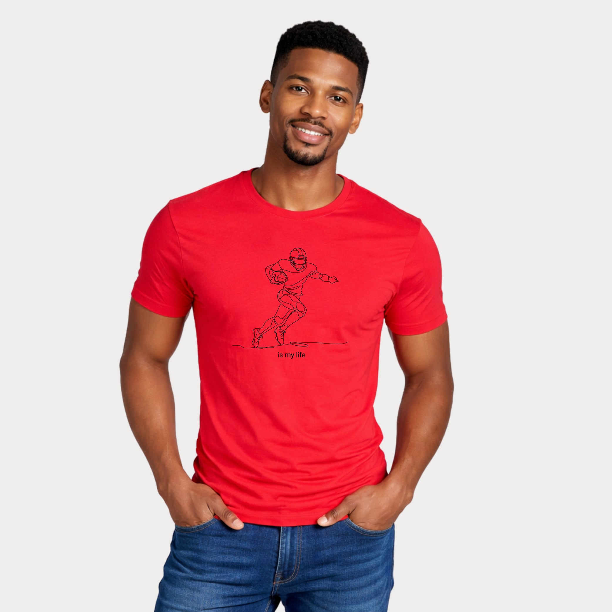 Football Player One-Line Art T-Shirt — "is my life"
