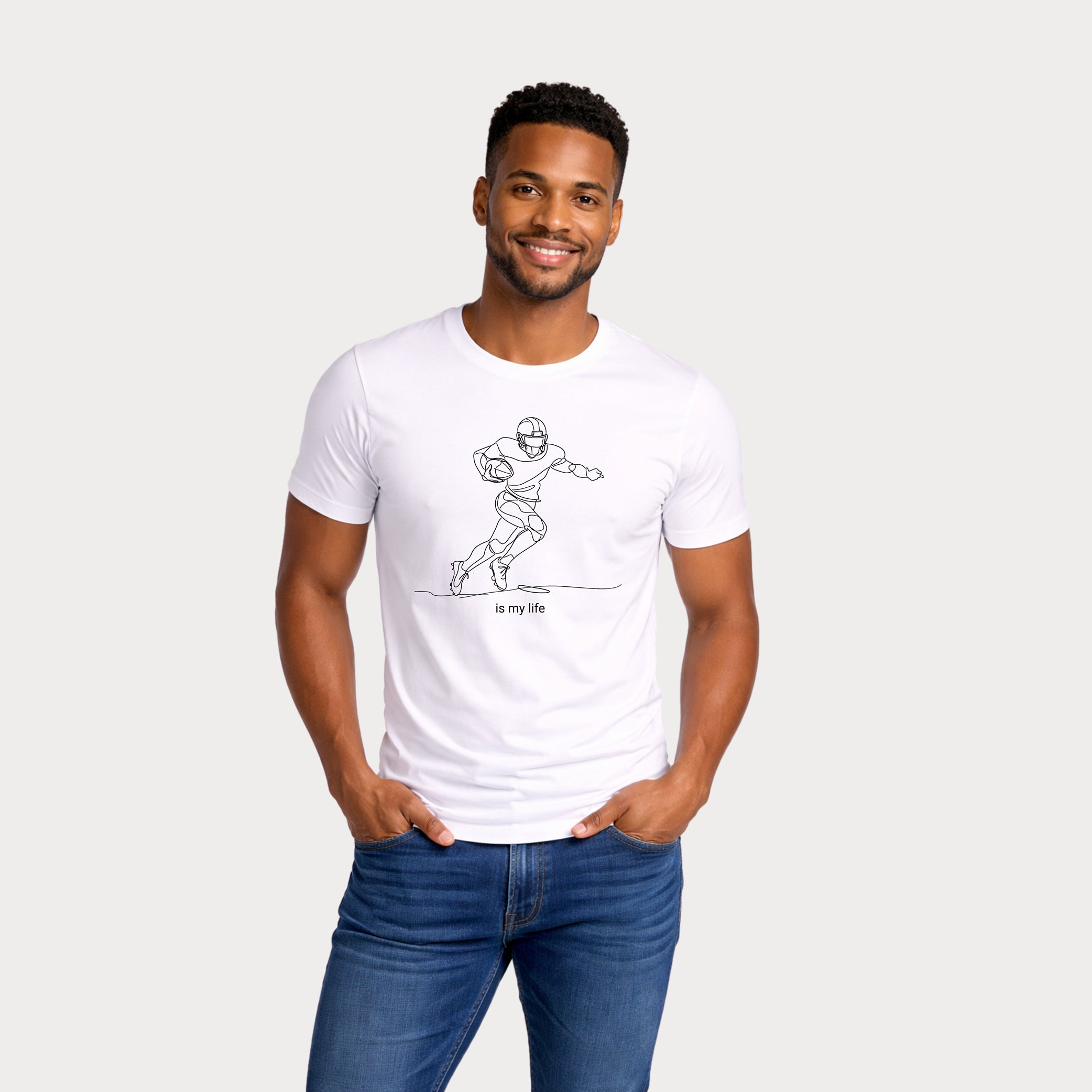 Football Player One-Line Art T-Shirt — "is my life"