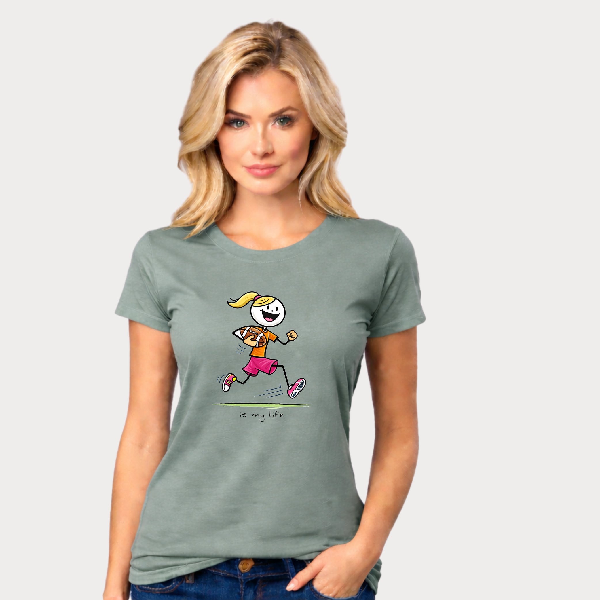 Football Girl Figure T-Shirt — 'Is My Life' Cute Player Tee