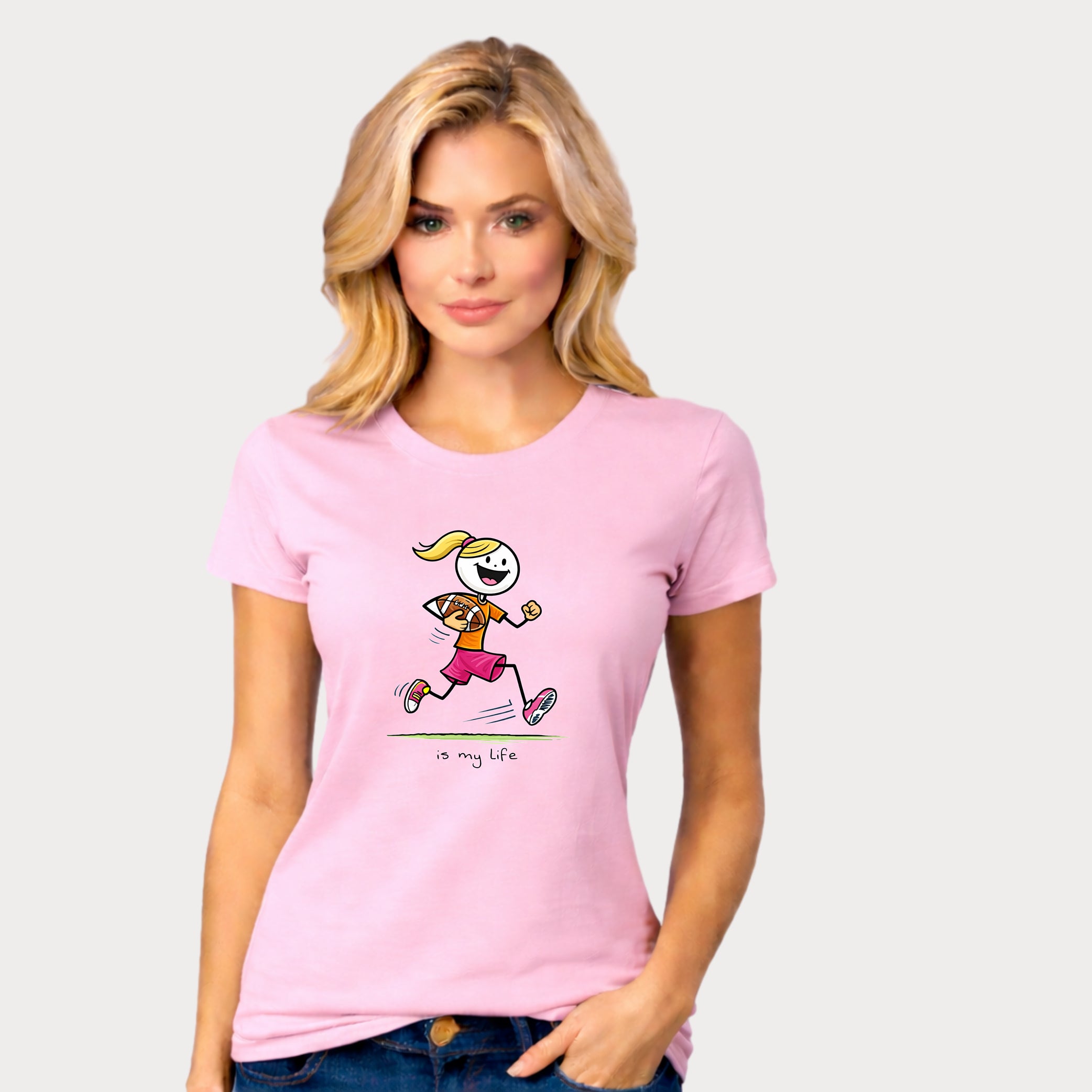 Football Girl Figure T-Shirt — 'Is My Life' Cute Player Tee