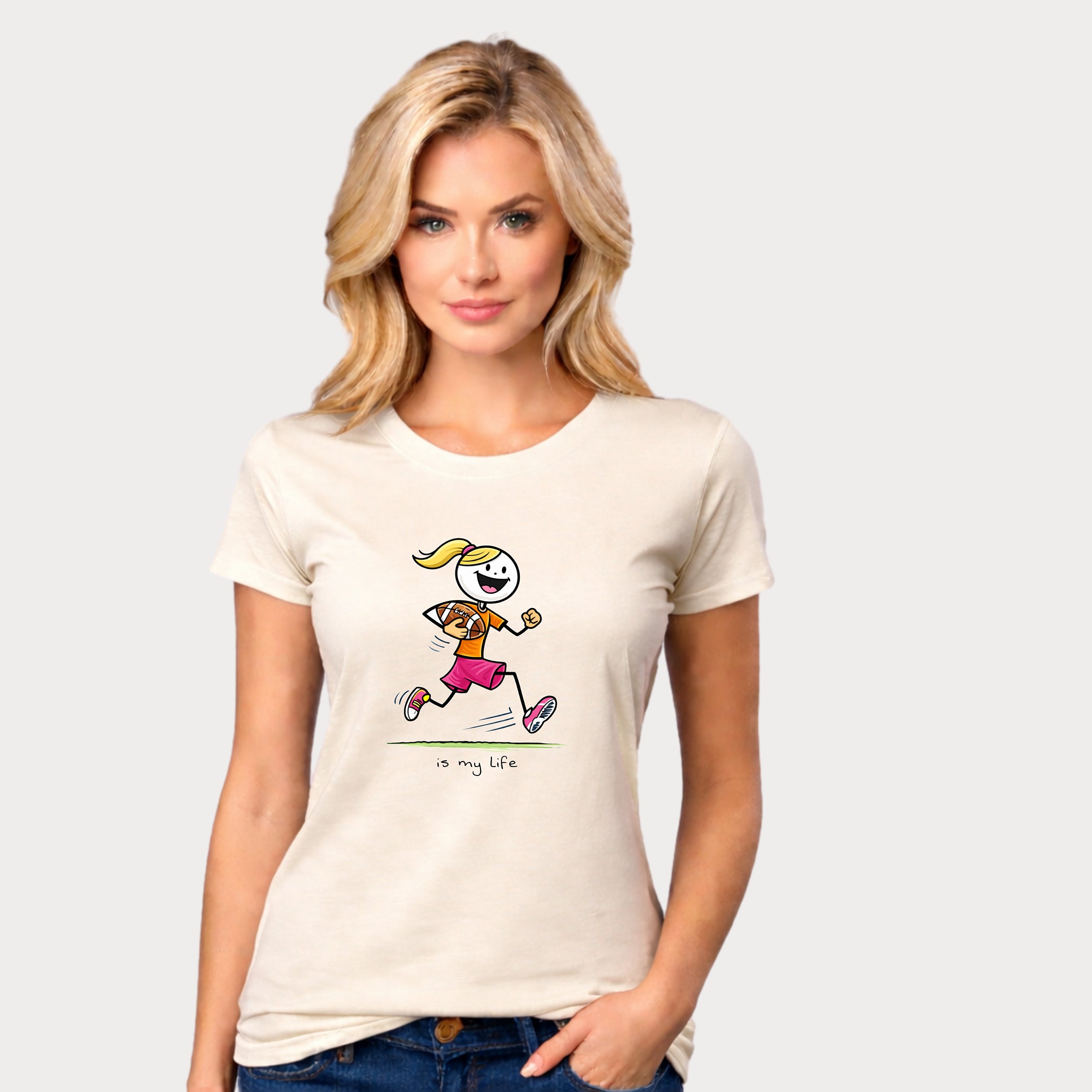 Football Girl Figure T-Shirt — 'Is My Life' Cute Player Tee