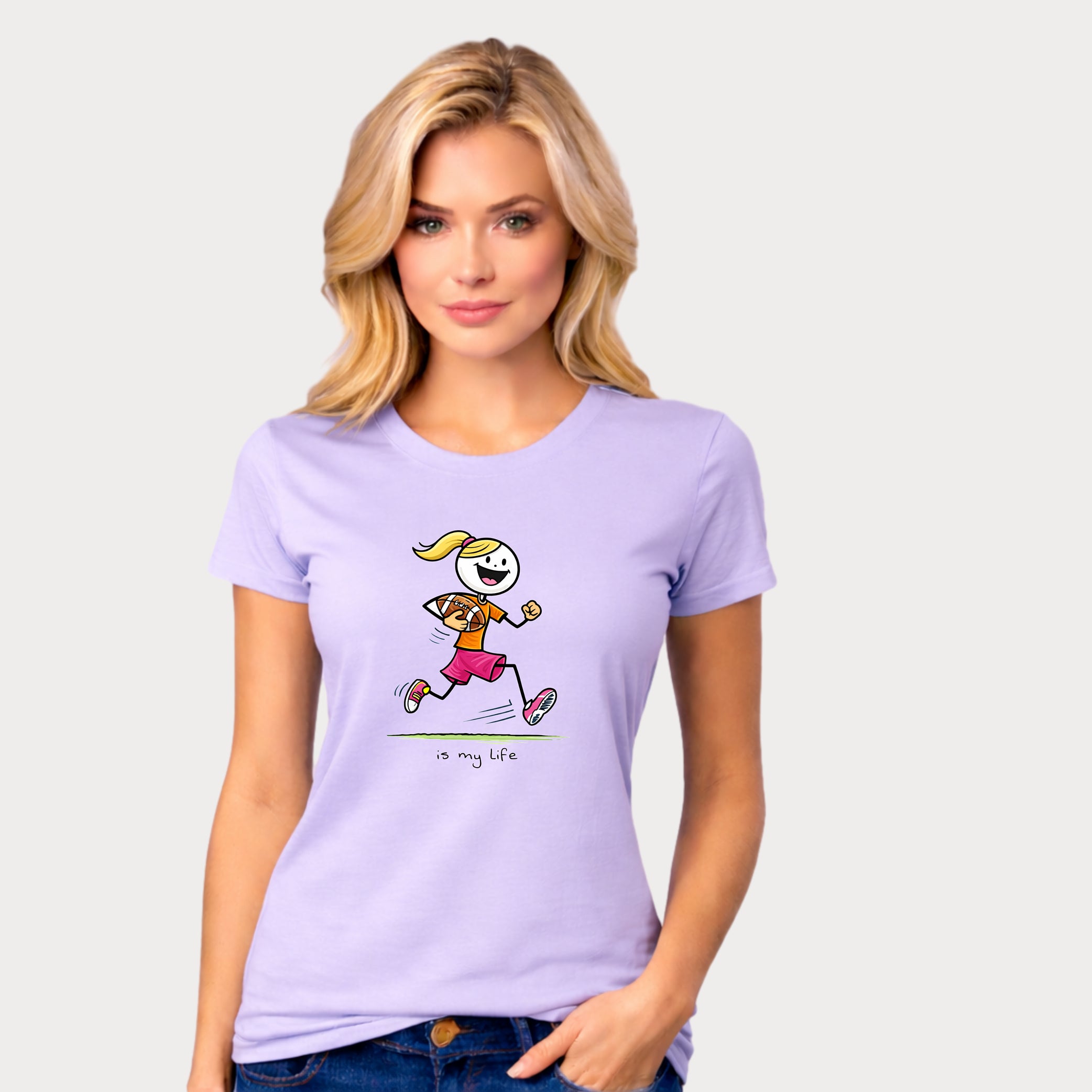 Football Girl Figure T-Shirt — 'Is My Life' Cute Player Tee