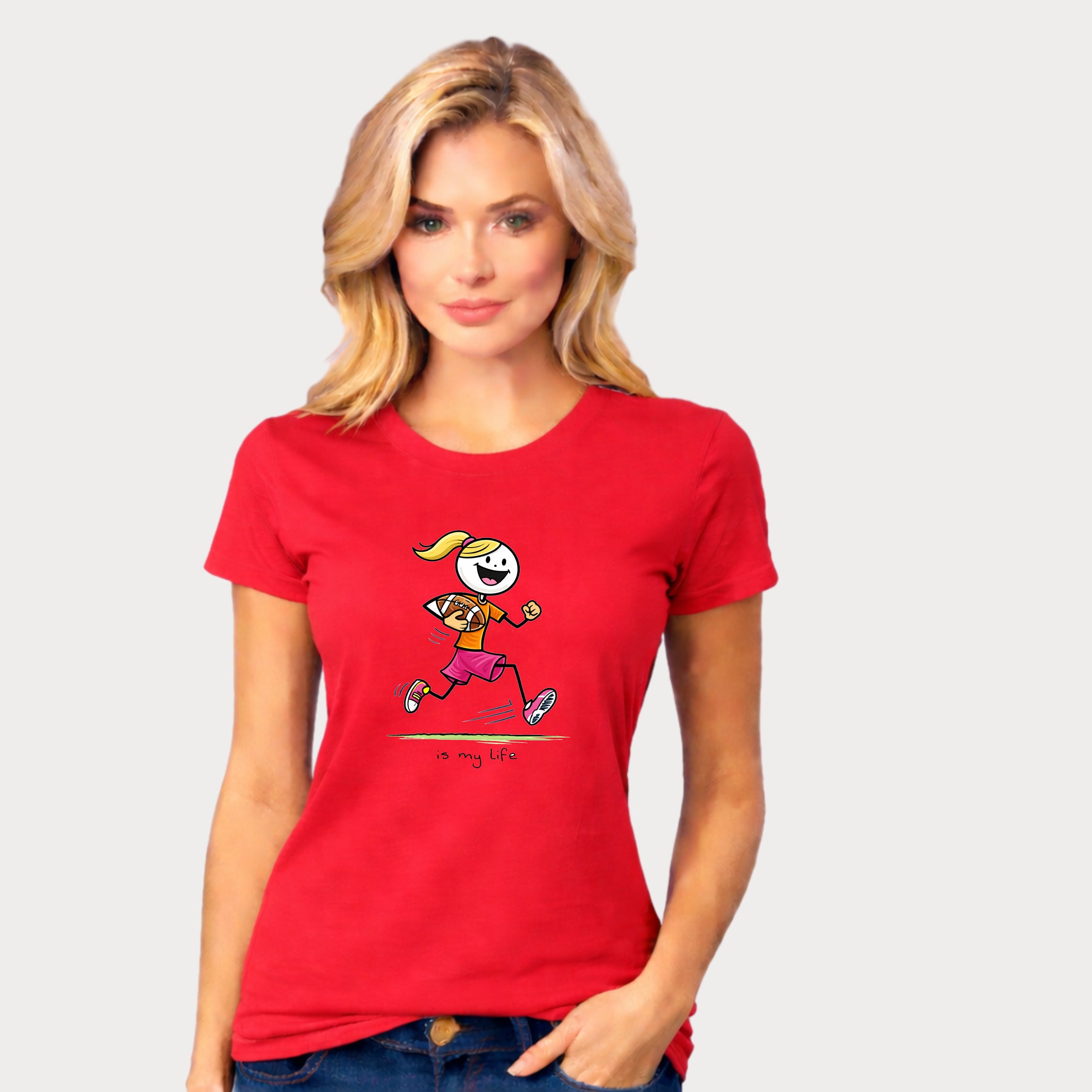 Football Girl Figure T-Shirt — 'Is My Life' Cute Player Tee