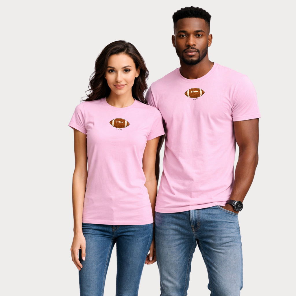 Football Graphic T-Shirt — Small Centered Football "Try Me" Design