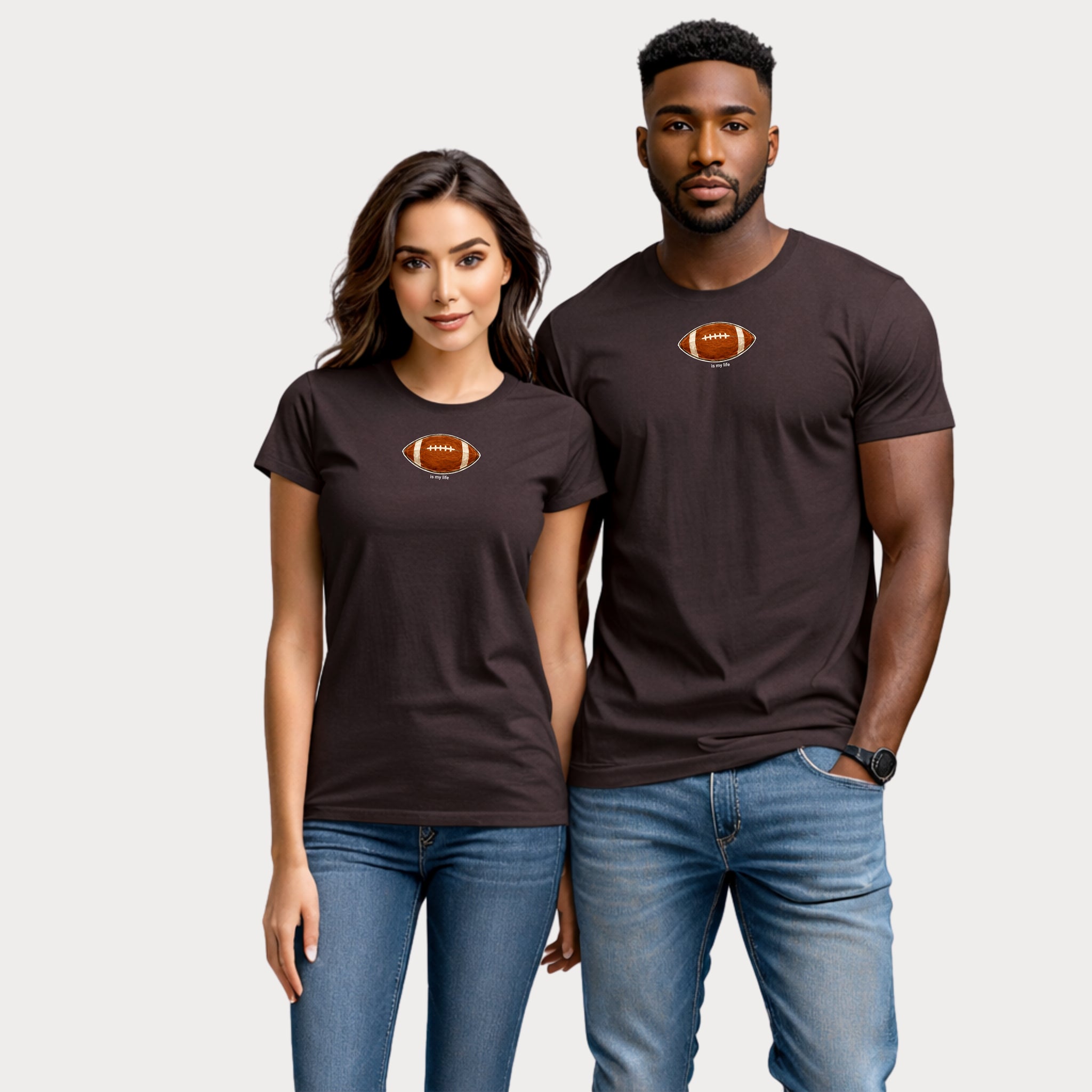 Football Graphic T-Shirt — Small Centered Football "Try Me" Design
