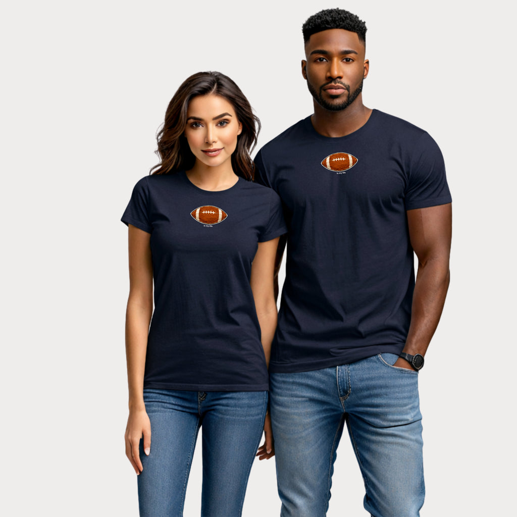 Football Graphic T-Shirt — Small Centered Football "Try Me" Design