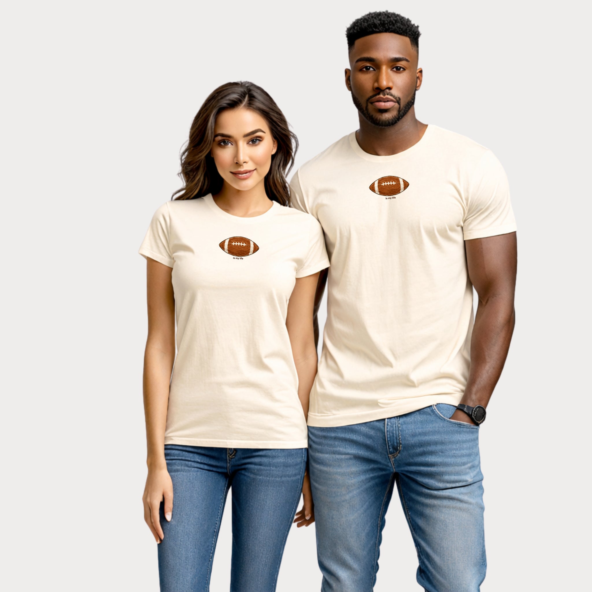 Football Graphic T-Shirt — Small Centered Football "Try Me" Design