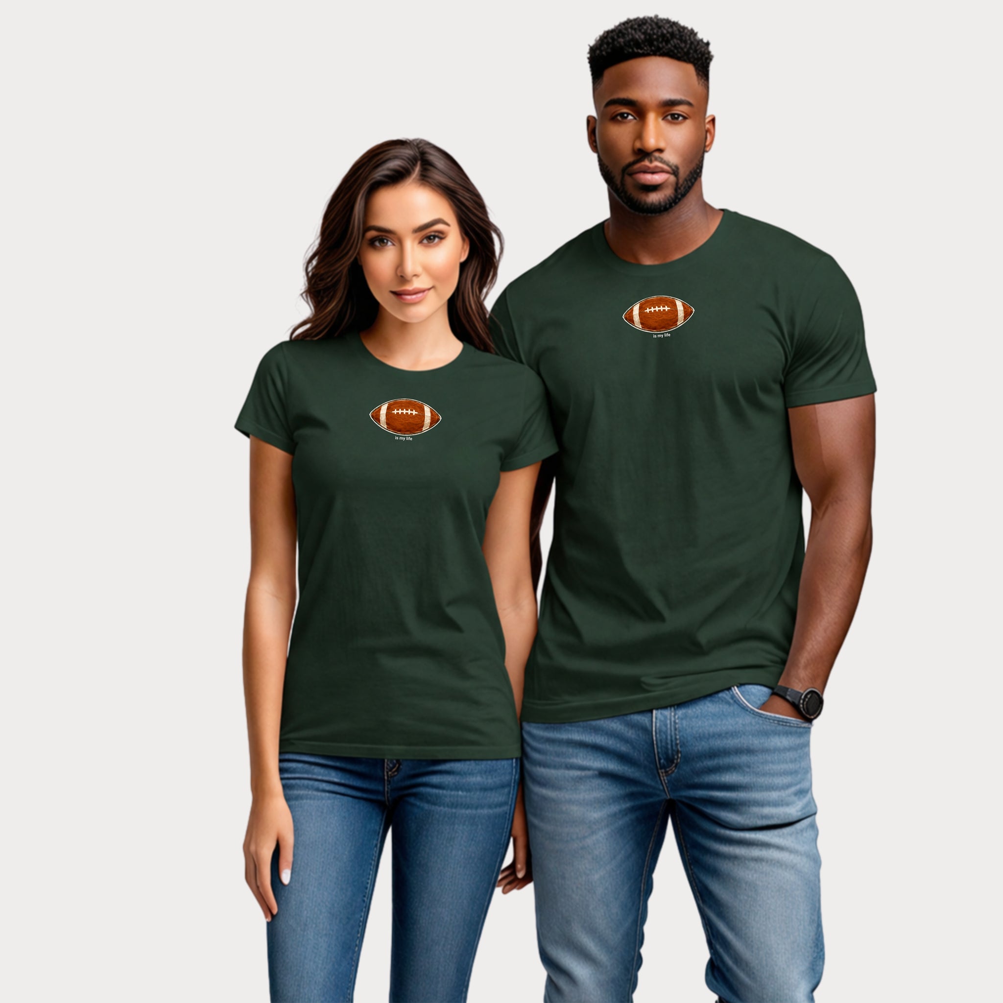 Football Graphic T-Shirt — Small Centered Football "Try Me" Design