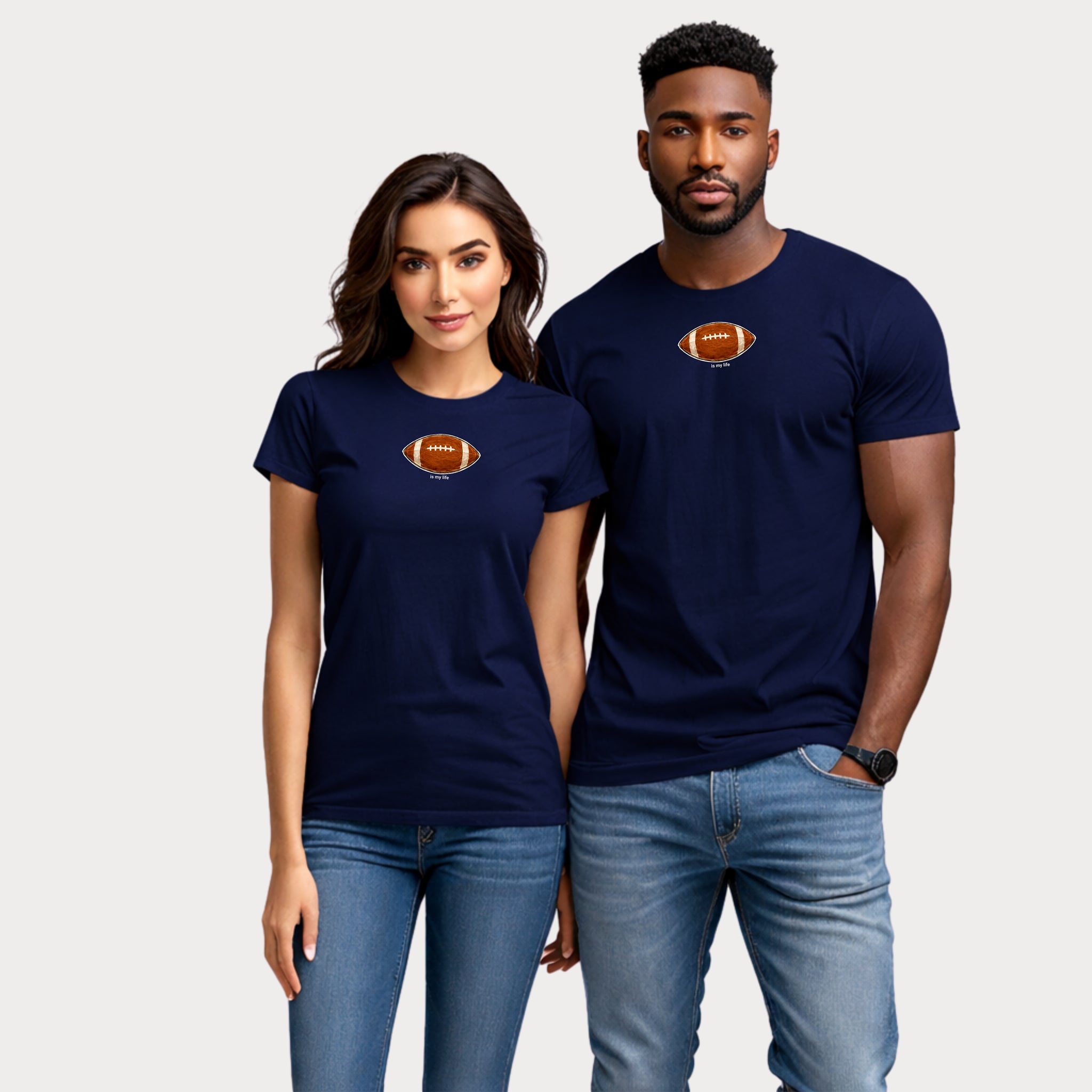 Football Graphic T-Shirt — Small Centered Football "Try Me" Design
