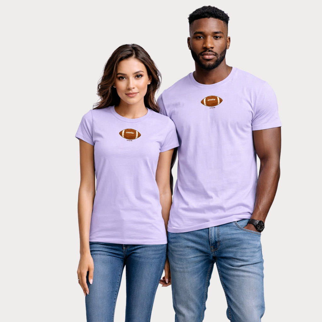 Football Graphic T-Shirt — Small Centered Football "Try Me" Design