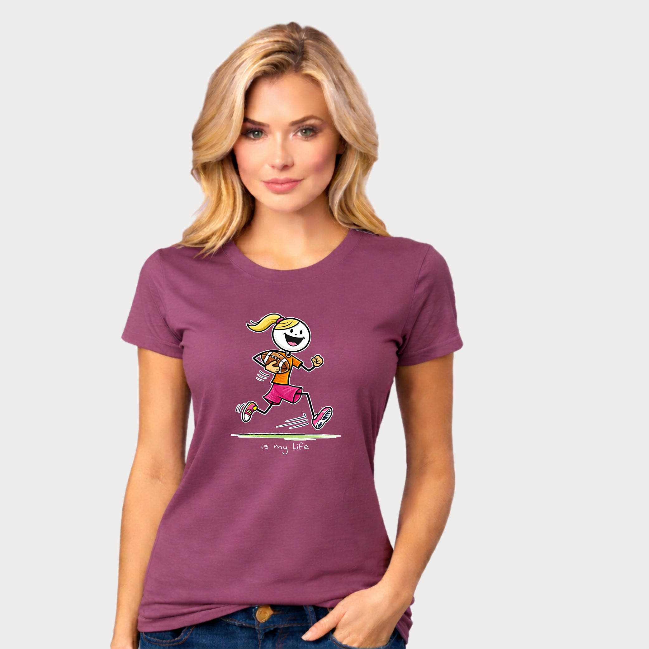 Football Girl Figure T-Shirt — 'Is My Life' Cute Player Tee