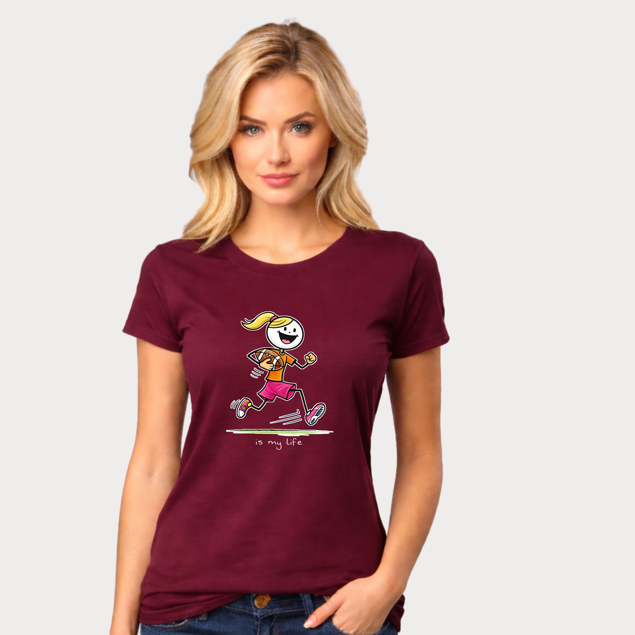 Football Girl Figure T-Shirt — 'Is My Life' Cute Player Tee