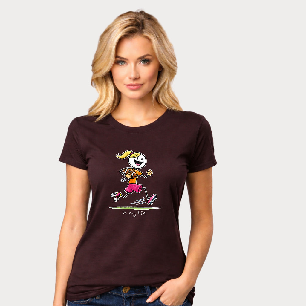 Football Girl Figure T-Shirt — 'Is My Life' Cute Player Tee