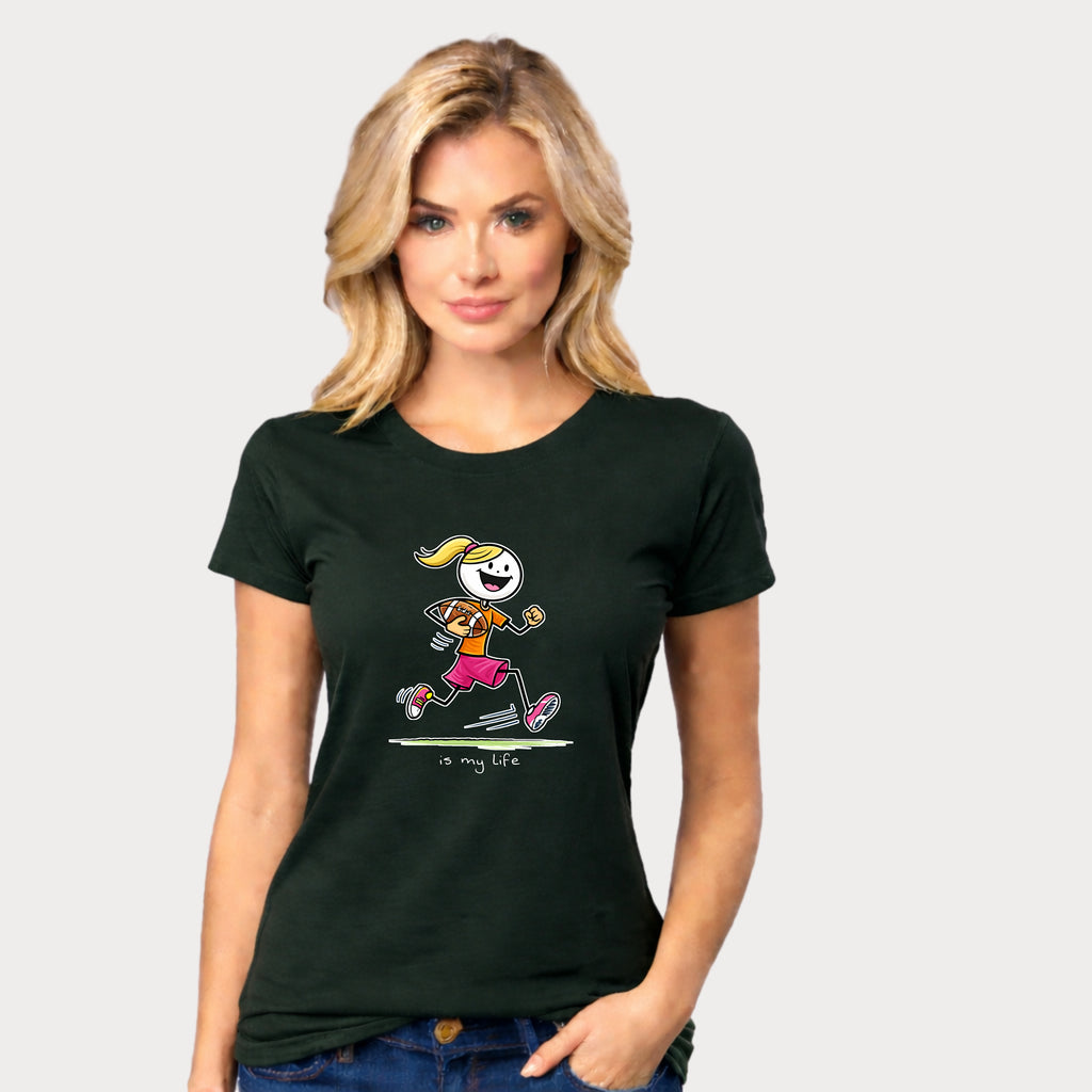 Football Girl Figure T-Shirt — 'Is My Life' Cute Player Tee
