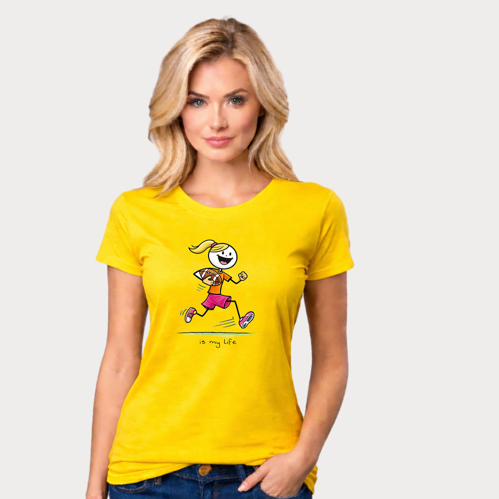 Football Girl Figure T-Shirt — 'Is My Life' Cute Player Tee