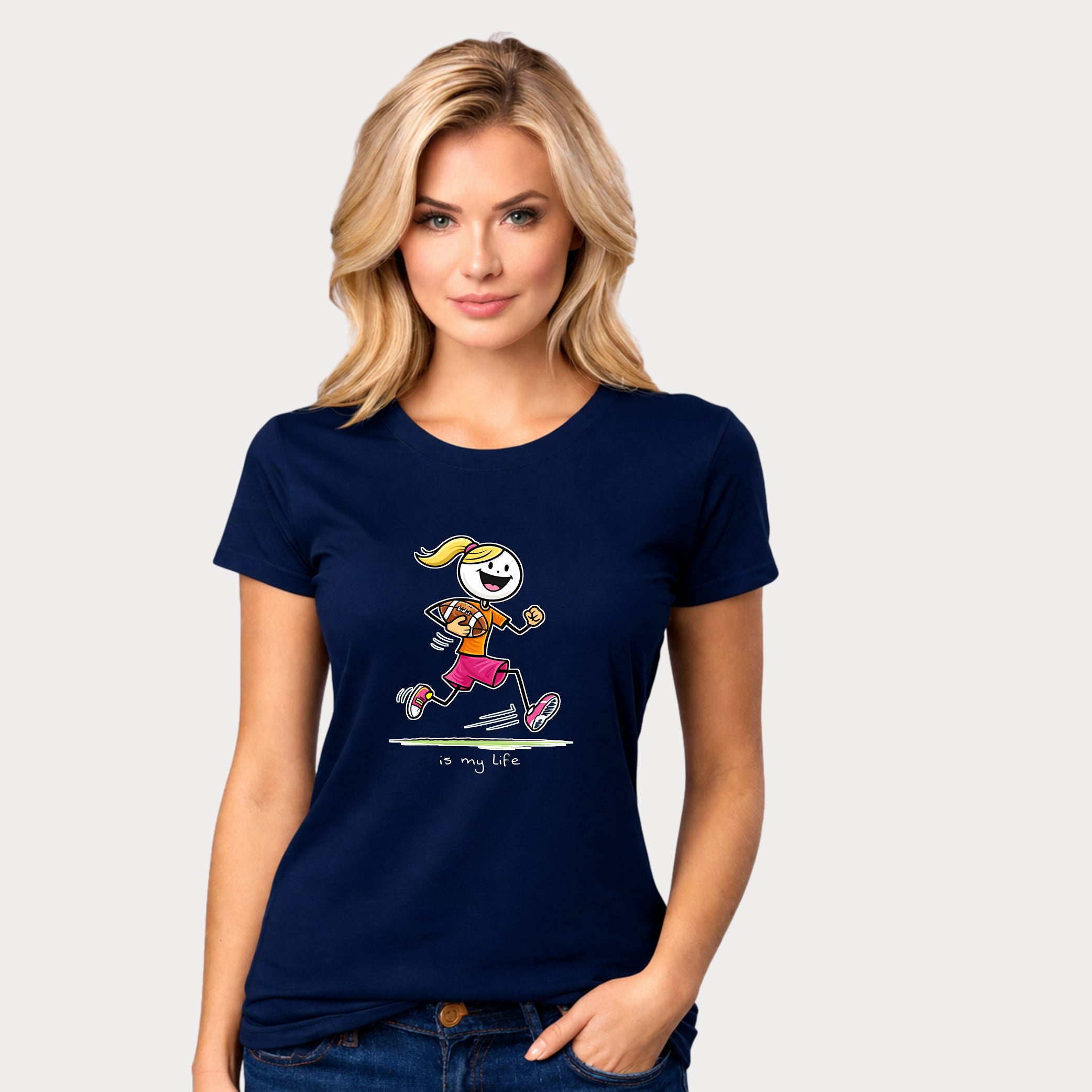 Football Girl Figure T-Shirt — 'Is My Life' Cute Player Tee